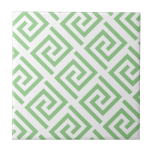 Greek Key Patterns White Sage Green Custom Classy Tile