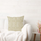 Greek Key Rectangles in Gold & White Throw Pillow