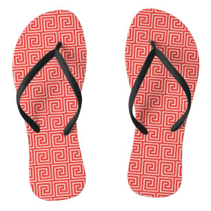 Greek Key, shades of coral pink Jandals