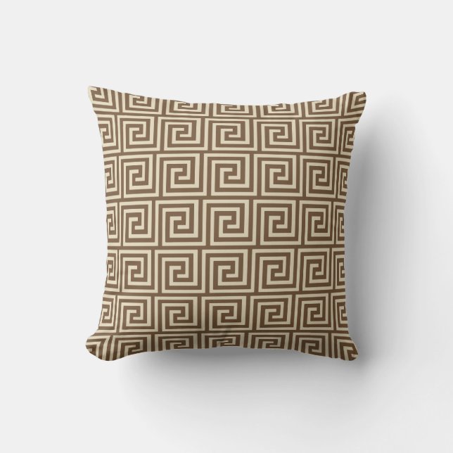 Greek Key, shades of taupe tan Cushion (Front)