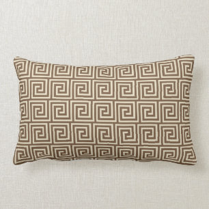 Greek Key, shades of taupe tan Lumbar Cushion