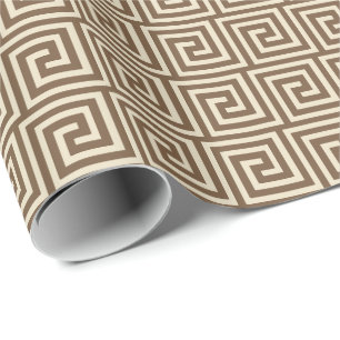 Greek Key, shades of taupe tan Wrapping Paper