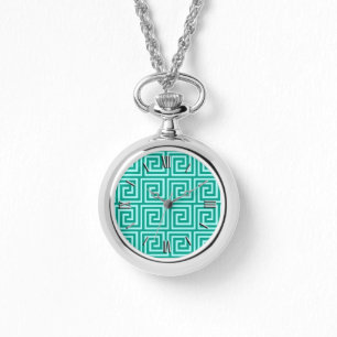 Greek Key, turquoise and aqua Watch