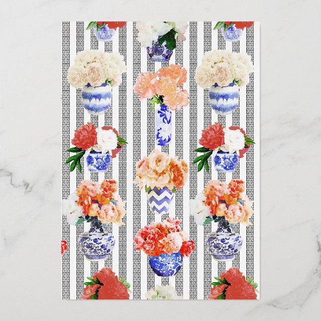 Greek Key with Peonies (Front)