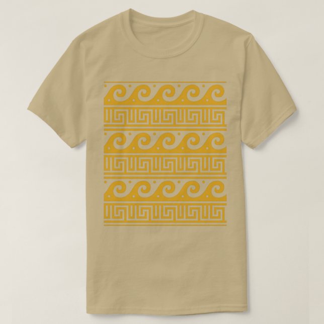 Greek Key with Waves Gold T-Shirt (Design Front)
