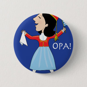 Greek Lady Dancing 6 Cm Round Badge