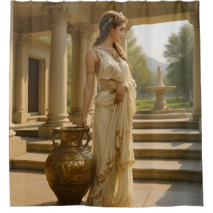 Greek lady in an Ancient Temple Shower Curtain