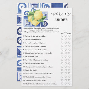 Greek Lemons - Over or under bridal shower game