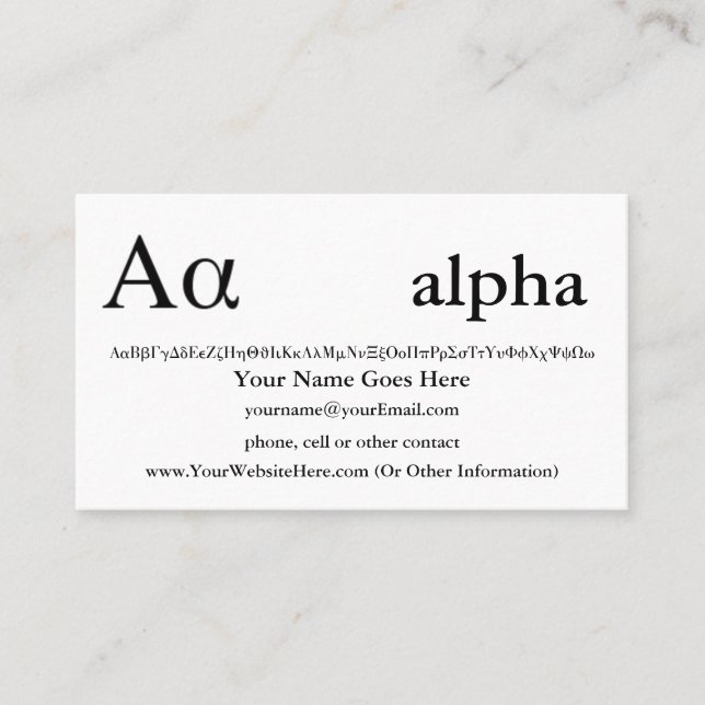 Greek Letter Alpha Custom Design Business Card (Front)