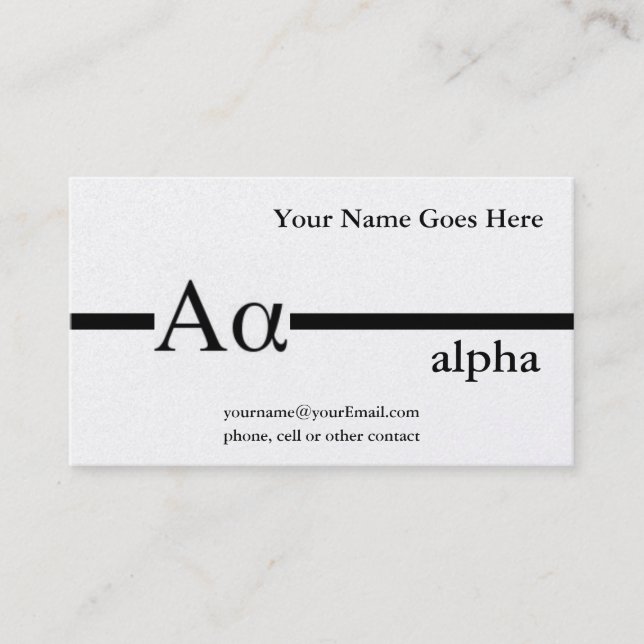 Greek Letter Alpha Custom Design Business Card (Front)