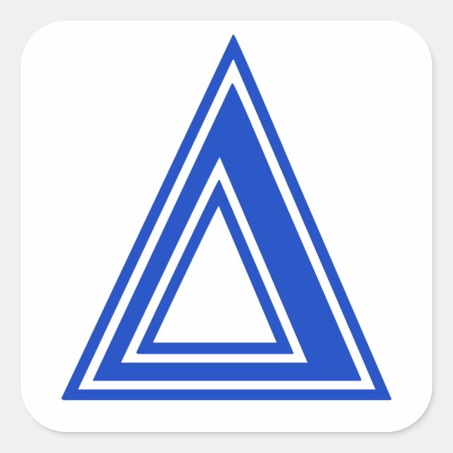 Greek Letter Delta Blue Monogram Initial Square Sticker (Front)