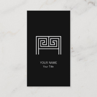 GREEK LETTER M MONOGRAM BLACK BUSINESS CARD