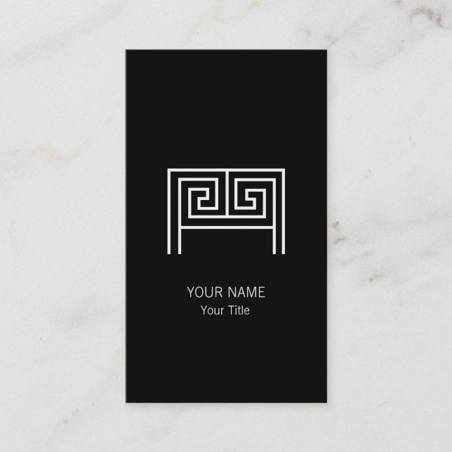 GREEK LETTER M MONOGRAM BLACK BUSINESS CARD (Front)