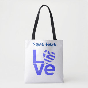 Greek LOVE Blue Personalised Tote Bag