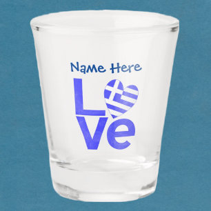 Greek Love Flag in Blue Personalised  Shot Glass