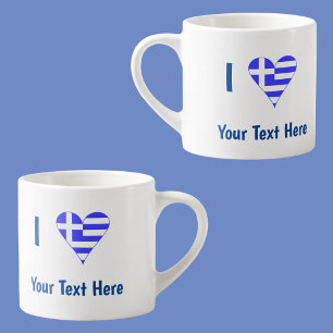 Greek Love Heart Flag Blue Personalisation Espresso Cup