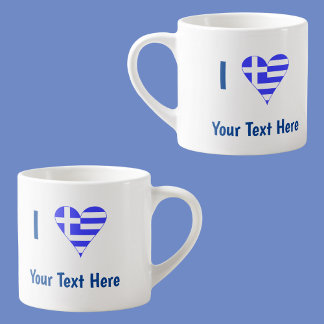 Greek Love Heart Flag Blue Personalisation  Espresso Cup
