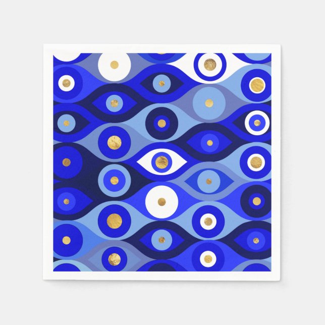 Greek Mati Mataki - Matiasma Evil Eye blues Napkin (Front)