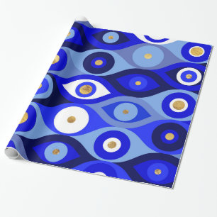 Greek Mati Mataki - Matiasma Evil Eye blues Wrapping Paper