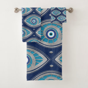 Greek Mati Mataki - Matiasma Evil Eye Pattern #4 Bath Towel Set