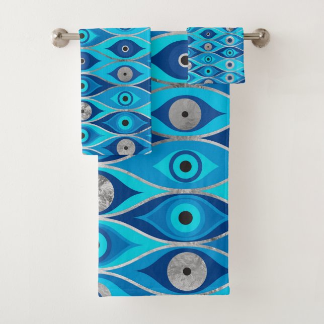 Greek Mati Mataki - Matiasma Evil Eye Pattern Bath Towel Set (Insitu)