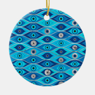 Greek Mati Mataki - Matiasma Evil Eye Pattern Ceramic Tree Decoration
