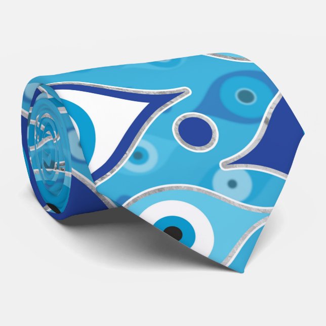 Greek Mati Mataki - Matiasma Evil Eye pattern Tie (Rolled)