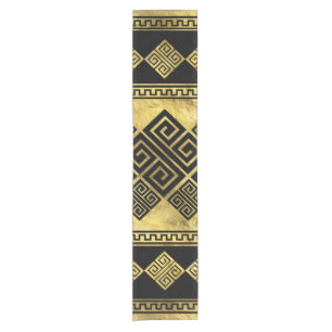 Greek Meander - Greek Key Black and gold Short Table Runner