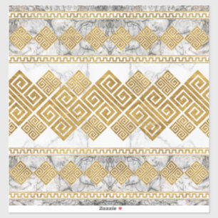 Greek Meander - Greek Key White Marble and Gold