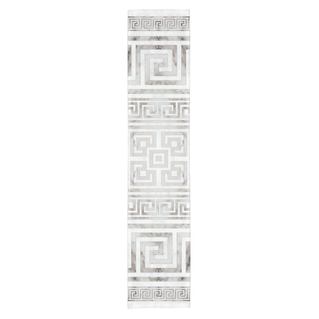 Greek Meander - Greek Key White Marble textures Short Table Runner (Front)