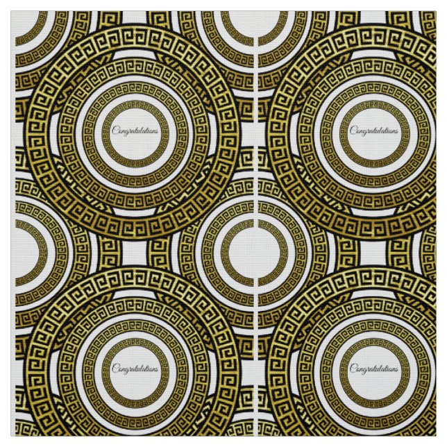 Greek Meander Infinity Eternity Symbol Gold Fabric (Swatch)