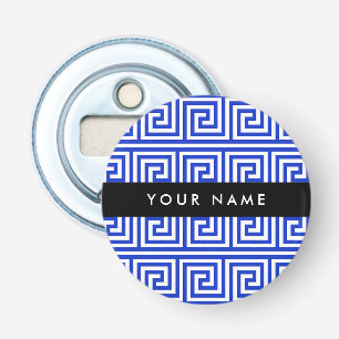 Greek Meander Key Blue, Your Name, Personalise Bottle Opener