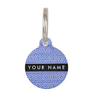 Greek Meander Key Blue, Your Name, Personalise Pet Tag
