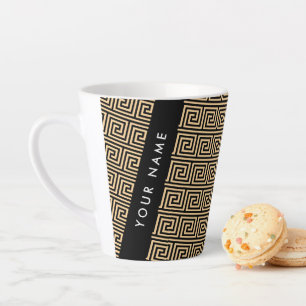 Greek Meander Key Brown, Your Name, Personalise Latte Mug