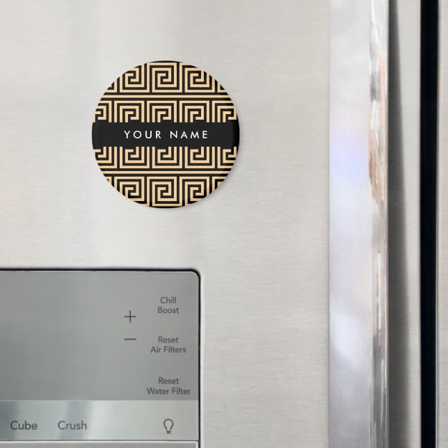 Greek Meander Key Brown, Your Name, Personalise Magnet (In Situ (Fridge))