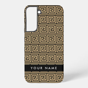 Greek Meander Key Brown, Your Name, Personalise Samsung Galaxy Case