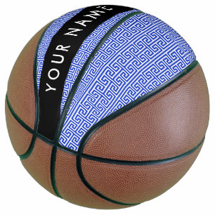 Greek Meander Key H Blue, Your Name, Personalise Basketball