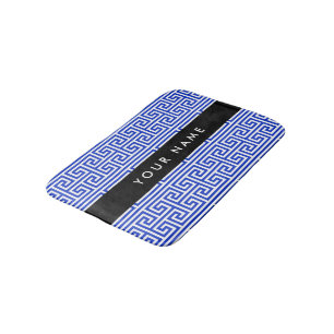 Greek Meander Key H Blue, Your Name, Personalise Bath Mat