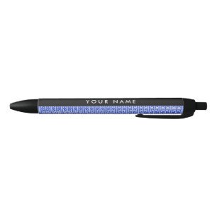 Greek Meander Key H Blue, Your Name, Personalise Black Ink Pen