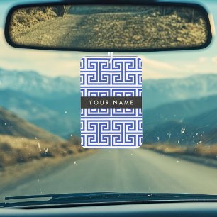 Greek Meander Key H Blue, Your Name, Personalise Car Air Freshener