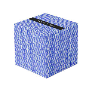 Greek Meander Key H Blue, Your Name, Personalise Cube
