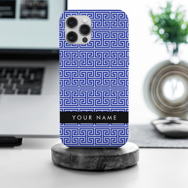 Greek Meander Key H Blue, Your Name, Personalise iPhone Case (Creator Uploaded)