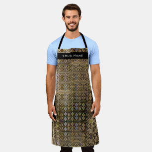 Greek Meander Key H Brown, Your Name, Personalise Apron