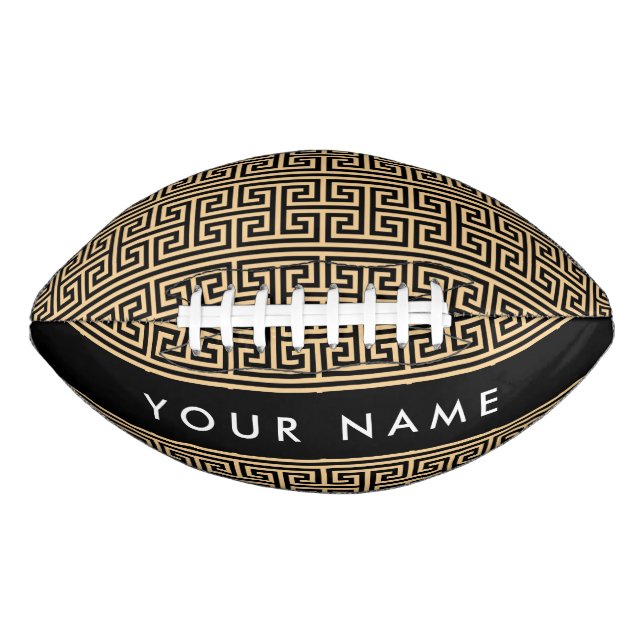 Greek Meander Key H Brown, Your Name, Personalise Football (Front)