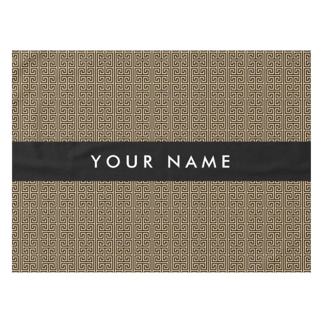 Greek Meander Key H Brown, Your Name, Personalise Tablecloth (Front (Horizontal))
