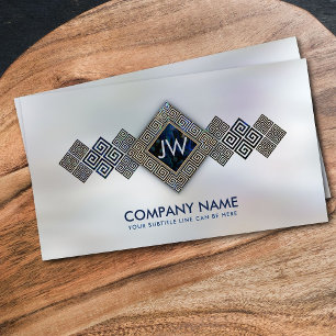Greek Meander Key Monogram - Abalone and gold Business Card