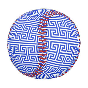 Greek Meander Key Square H Pattern Blue Baseball