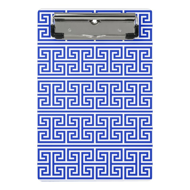 Greek Meander Key Square H Pattern Blue Mini Clipboard (Front)