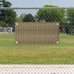 Greek Meander Key Square H Pattern Brown Banner