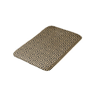Greek Meander Key Square H Pattern Brown Bath Mat